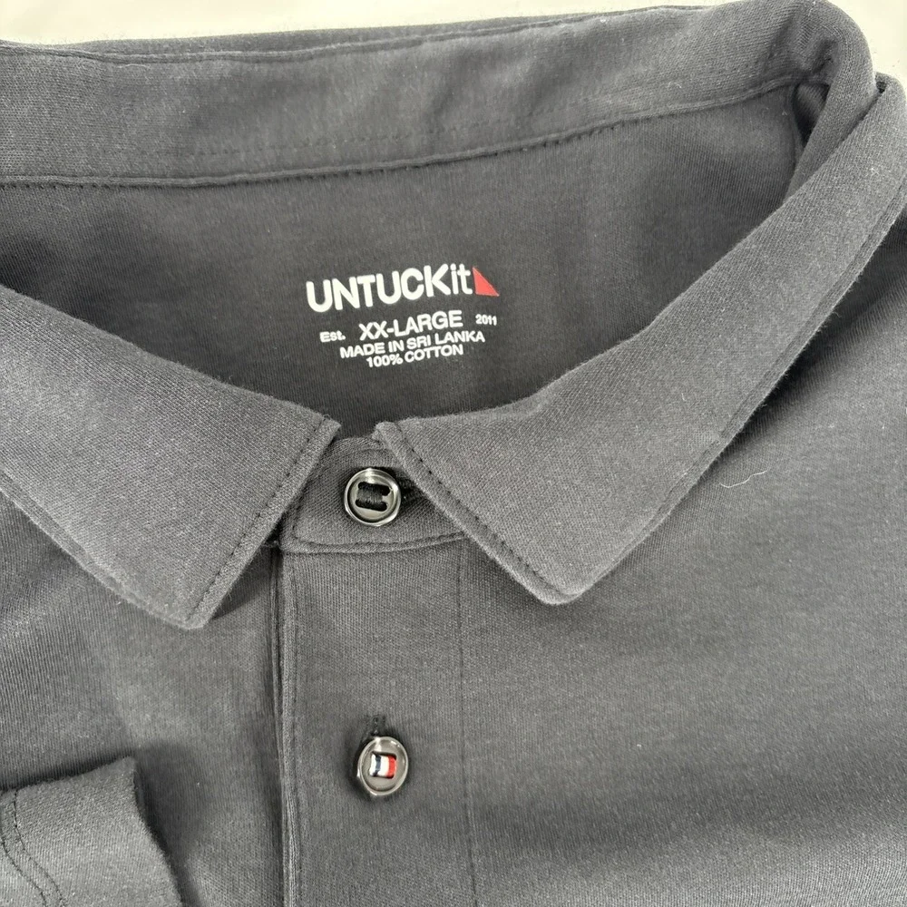 UNTUCKit Men's Polo Shirt 2XL Black‎ 100% Cotton Long Sleeve Casual Collared
